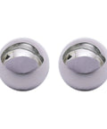 Dang Tough Two Point Five Inch Chrome Steel Bearing Balls Non Magnetic Heavy Duty Precision Sphere Pack Of Two in shiny chrome finish.