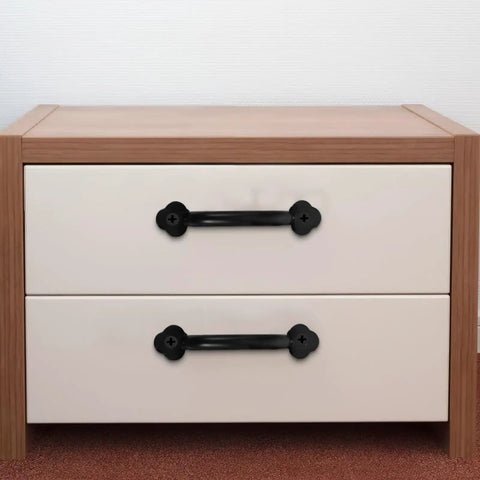 Vintage Black Alloy Drawer Pull Handles Set Of 3 With Screws For Cabinets Wardrobes Jewelry Boxes And Doors No Fuss Install Durable Retro Metal Hardware Built For Everyday Use on beige drawer