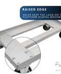 Heavy Duty Aluminum Milk Crate Dolly With Smooth Roll Casters showing raised edge design for secure load transport.