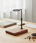 Sturdy Walnut Pour Over Coffee Stand With 360 Rotating Aluminum Arm Universal Dripper Holder For Barista Kitchen Countertop Setup Hella Smooth Daily Brew Routine Vibe on wooden desk
