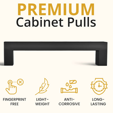 Matte Black Cabinet Pulls 25 Pack, 5.5 Inch Length With 5 Inch Hole Spacing, Modern Minimalist Handles for cabinets and drawers