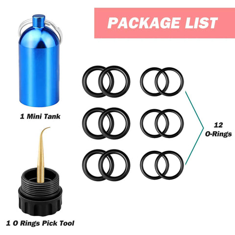 Mini Aluminum Alloy Scuba Dive Tank Key Ring With Brass O Ring Pick And Twelve O Rings Compact Valve Sealing Kit For Diving Gear Maintenance Blue Everyday Carry