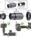 Installation of Variable Extension Telescope Camera Adapter for Canon SLR and DSLR bodies with T2 ring and extension tube.