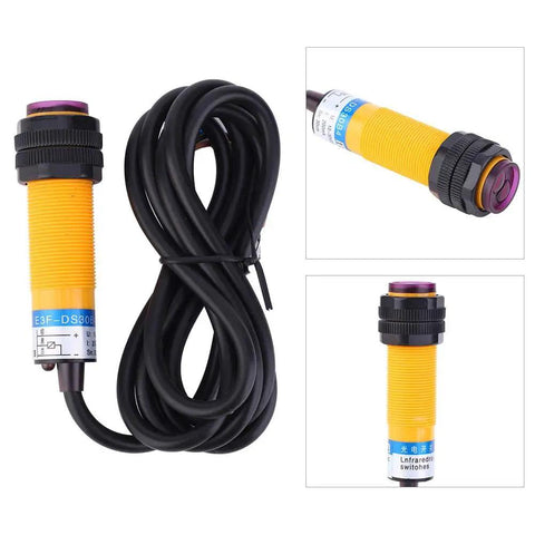 10 Pack Reflex Photoelectric Sensor for Diffuse Reflection, 200mA DC Three Wire PNP Output, 1.1 m cable, detects objects up to 30 cm