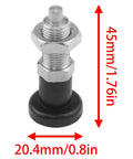 Premium Stainless Steel Spring Reset Indexing Plunger M10 With Easy Push In Self Locking Plug Built Tough For Weekend Warriors Rust Resistant Heavy Duty Shop Repair Gear Upgrade, 45mm tall, 20.4mm wide.
