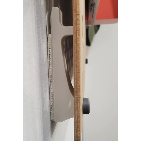 Side view of Pegboard Wall Mounting Hardware Kit With Command Strips No Wall Holes Needed Compatible With SKADIS Pegboards Matte White Finish