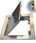 Premium Stainless Steel Push Button Access Panel 85X85CM Drywall Inspection Hatch Door Flush Mount Cover showing open panel angle.