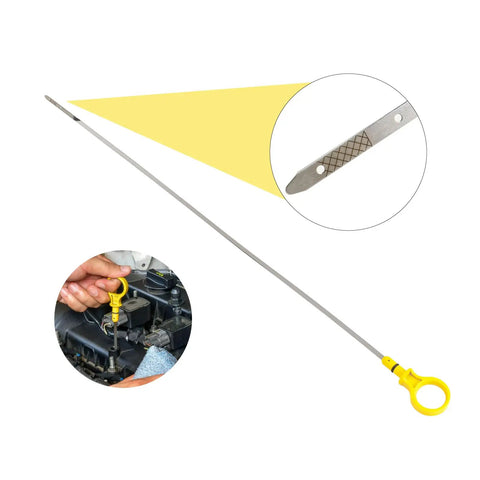 Dipstick Replacement For 2.0L EcoBoost Engines OEM CJ5Z-6750-A with yellow handle and stainless steel gauge.