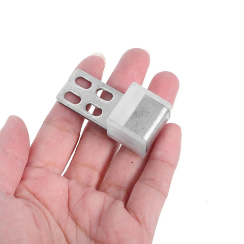 24 Piece Sofa Spring Repair Clips Kit For Heavy Duty Upholstery And Furniture Fixes, Silver Metal Clips With 4 Hole Design, shown in hand