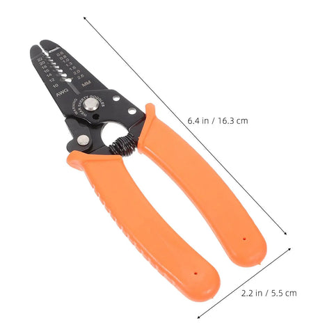 Tough As Nails Wire Stripper Pliers With Cushioned Safety Lock And Stainless Steel Blades, 6.4 in long, orange ergonomic handles.