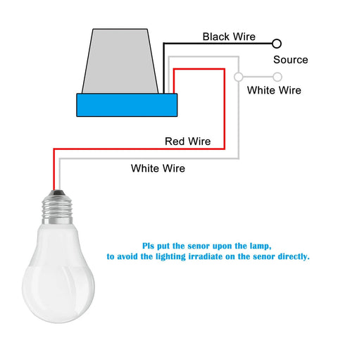 Wiring diagram for Six Pack 12V Photocell Switch No Brainer Auto On Off Light Sensor with lamp illustration