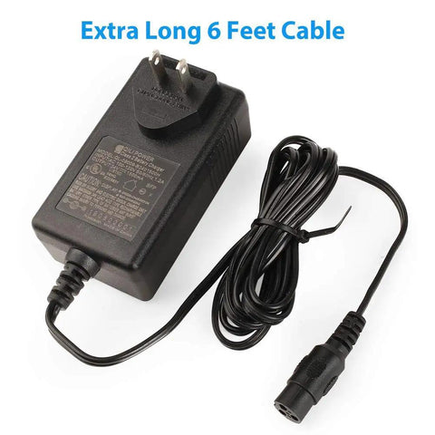 24V 1500mA Electric Scooter Charger For Razor E100 E200 E300 E500 PR200 MX350 Pocket Mod Dirt Bike Sports Mod And Dirt Quad Replacement Battery Charger With Three Prong Inline Female Connector For Fast Home Charging with 6 feet cable