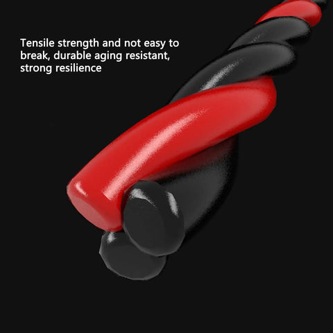 Close-up of this Heavy Duty Electrical Wire Threader Is The Ultimate Fish Tape For Pros, showing flexible red and black spring steel cable.