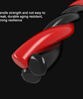 Close-up of Premium Focket Electrical Wire Threader Fish Tape Kit showing durable black and red spring steel cable for wiring projects.