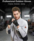 Man wearing Rugged Tactical Fingerless Gloves For Men With Hard Knuckles And Reinforced Palm Built For Maximum Tactility And Durability.