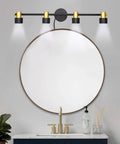 4 Light Plug In Vanity Lights For Bathroom And Kitchen Counter Over Mirror, Modern Vanity Light Fixtures with round mirror
