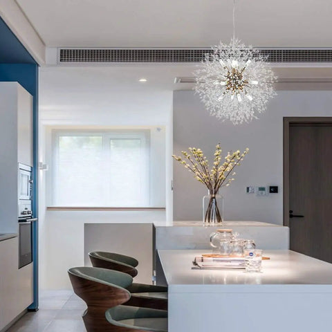 LED Firework Sputnik Chandeliers With 12 Lights Modern Crystal Ceiling Pendant In Gold Finish for kitchen island lighting