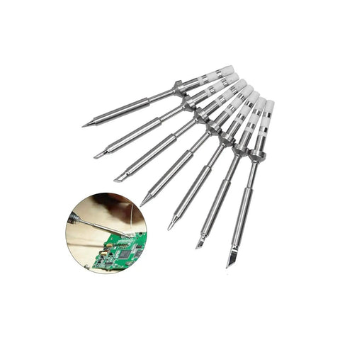7 Piece Soldering Iron Tip Replacement Set For TS100 And Mini Digital Soldering Irons, Durable Stainless Steel Copper Tips.