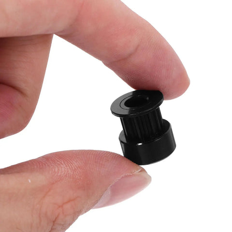Upgrade Your 3D Printer With These Badass 5pcs Aluminum Alloy Gt2 Timing Belt Pulley Kits Featuring Super Durable 6mm Width Drive Belts And Smooth Bearings For Sturdy DIY Printing projects that print like a dream. black GT2 5mm bore pulley with bearing held between fingers
