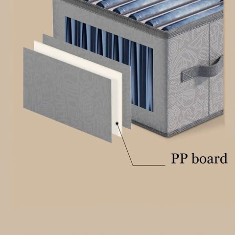 6 Pack Clothes Drawer Organizer Set With Built In PP Board For Jeans, Sweaters, T Shirts, Thin Coats, And Dresses in grey fabric