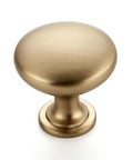 Champagne Bronze Cabinet Knobs 1-1/6 Inch Solid Zinc Alloy With Brushed Brass Finish 25 Pack Long Lasting Scratch Resistant Door Handles Easy Install For Kitchen Cabinets And Furniture Boss Look, round knob close-up