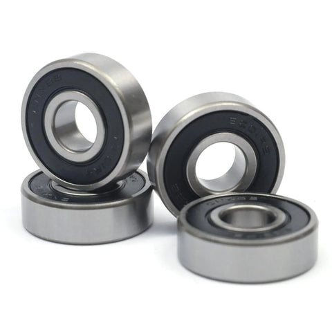 Four rubber-sealed 6201 ball bearings, 1/2 in ID × 32 mm × 10 mm, metal outer race (front view).