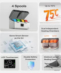 SpacePi X4L Filament Dryer And Storage Box For Four Spools, Dual Independent Heating Chambers, features overview and specifications
