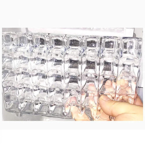 Bad Ass High Capacity Ice Maker Pumping 55 Kilos Of Round Cubes Daily showing clear ice cube tray filled with ice.