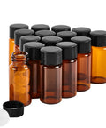15 Piece Kit Of 10Ml Amber Glass Sample Vials With Black Screw Caps And Pe Liners, 0.34 Oz Tiny Travel Flasks For Essential Oils Perfume Lab Reagents Zero Sweat Spills Badass Reliable Build stacked with some open