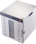 Big Time 1000W Electric Food Dehydrator With 10 Spacious Stainless Steel Trays And Easy Digital Controls, top view of stainless steel design.