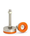 Hardcore Furniture Levelers 6 Pack Self Adjustable Feet Carbon Steel Core with non-slip base for heavy sofas and cabinets.