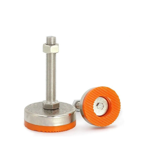 Hardcore Furniture Levelers 6 Pack Self Adjustable Feet Carbon Steel Core with non-slip base for heavy sofas and cabinets.