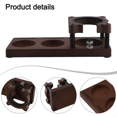 Adjustable Wooden Espresso Tamping Station And Hella Sturdy Portafilter Holder For 51 Mm Plus 58 Mm Coffee Tools with drawer storage.