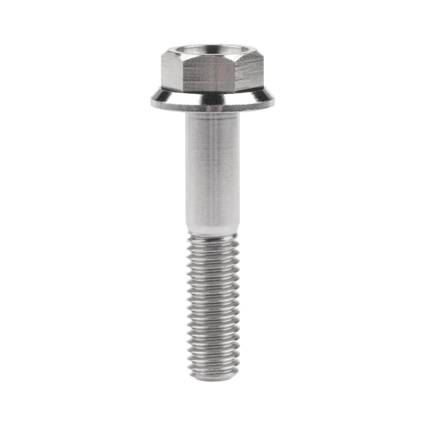 Front view of titanium DIN6921 flange-head bolt with hex head and flange, M8 thread