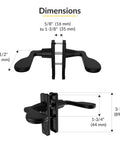 Black Aluminum Lever Latch Set With Night Lock For Door Thickness Five Eighths To One And Three Eighths Inches dimensions