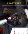Digital Torque Adapter 1/2 Inch Drive for Cars, 7.4-147.5 Ft-Lb / 10-200 Nm, shown with LED panel and attachments