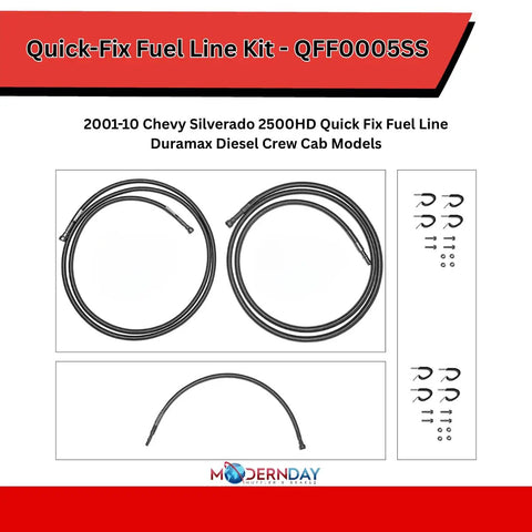 Hefty Duty Fuel Line Rebuild Kit For 2001 To 2010 Chevy Silverado And Gmc Sierra 2500Hd 3500Hd Duramax with braided fuel lines.