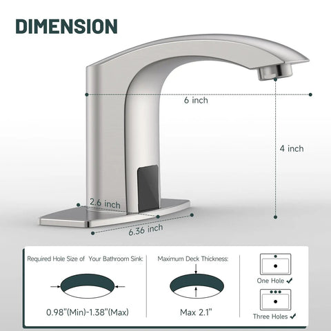 Touchless Bathroom Sink Faucet Automatic Motion Sensor Dual Power AC Or Battery With Control Box And Temperature Mixer Brass