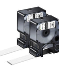 Two Pack Heavy Duty Heat Shrink Tube Labels One Inch Wide giving sharp black prints on crisp white tape for wiring organization.
