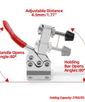20 Pieces Horizontal Toggle Clamp Set With Quick Release For One Hand Operation Up To 27 Kg Perfect For Workbench Jigs And Repetitive Clamping Jobs Grab And Go Grips And Durable Performance On Any Project, metal clamp with red handle and adjustable screw