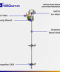 Diagram of 55 Gallon Pneumatic Agitator Bung Mount Tank Drum Mixer With One Eighth HP Air Motor 6 Inch Propeller Bracket Mount