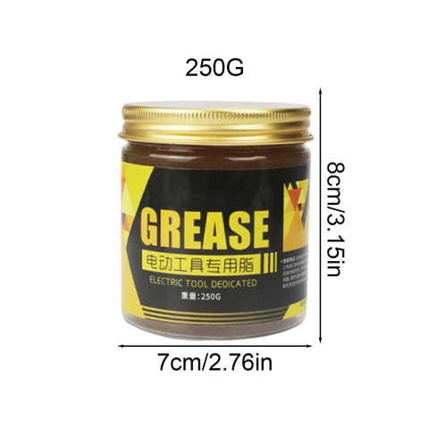 Jar of Industrial Grease For Hammer Bit Drills And Bearings 250G with label, dimensions shown on the side, metal lid