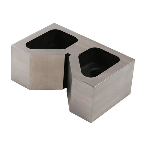 Rock Solid Cast Iron V Block Set For Precision Layout Work And Machinist Bench Setup Featuring Dead Square Ground Edges and Point Zero Zero Zero One Inch Tolerance, top view showing dual cavities.