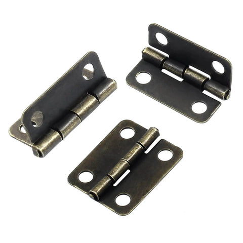 Bronze Mini Jewelry Box Hinges Set Of 60 With Screws For Diy Projects And Crafts On Wooden Boxes And Cases close-up view