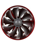 Double Turbine Car Air Intake Fan System For Faster Gas Mileage And Turbo Boost, Red Metal Turbo Charger Style Intake front view