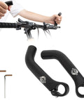 Upgraded Ergonomic Bike Bar Ends Extension For 21.5 To 22.2 Mm Handlebars Aluminum Alloy Lightweight MTB Road Mountain Bike Bar Extender Horn For Extra Comfort And Better Leverage On Gravel And Trail Rides shown with hex wrenches and installed on handlebars