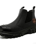 All Day Comfort Steel Toe Work Boots For Men Waterproof Lightweight Non Slip Safety Shoes Built For Construction And Industrial Jobs With Reinforced Toe Caps And ASTM Certified Boss Level Protection, side view.