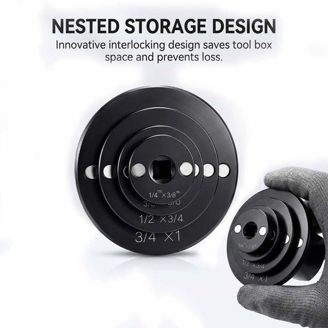Ultra Low Profile Impact Socket Adapter Set 4 Pcs Magnetic Drive Reducer Kit Fits Tight Spades For Auto Repair Heavy Duty Sizes Including 1 Inch To 3/4 Inch And More, nested storage design