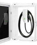 Universal Lockable EV Charger Outdoor Enclosure And Heavy Duty Metal Protective Guard For Level 2 Charging Stations with charger inside.