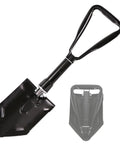 Beast Survival Folding Camp Shovel With Pickaxe Tri Fold Tactical Entrenching Tool open and folded view, manganese steel